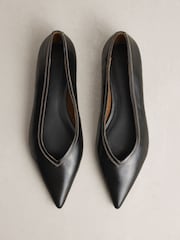 Black N.Premium Leather High Cut Pointed Flats - Image 1 of 5