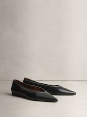 Black N.Premium Leather High Cut Pointed Flats - Image 2 of 5
