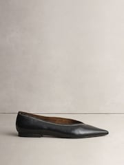Black N.Premium Leather High Cut Pointed Flats - Image 3 of 5