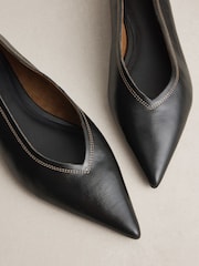 Black N.Premium Leather High Cut Pointed Flats - Image 4 of 5