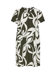 Evans Green Leaf Print Midi Shift Dress - Image 2 of 2