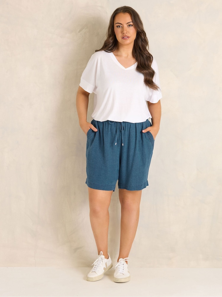 Evans Blue Premium Linen Shorts - Image 2 of 4 Evans Blue Premium Linen Shorts - Image 2 of 4