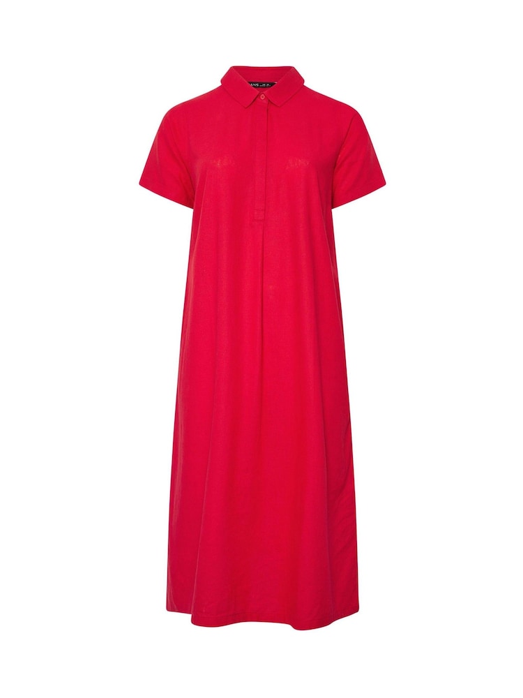 Evans Red Premium Linen Shirt Dress - Image 2 of 2 Evans Red Premium Linen Shirt Dress - Image 2 of 2