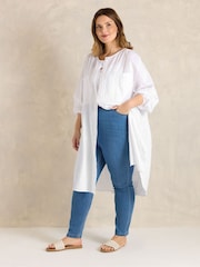 Evans White Linen Longline Tunic Shirt - Image 1 of 6