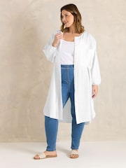 Evans White Linen Longline Tunic Shirt - Image 2 of 6