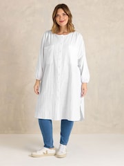 Evans White Linen Longline Tunic Shirt - Image 3 of 6