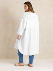 Evans White Linen Longline Tunic Shirt - Image 4 of 6