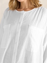 Evans White Linen Longline Tunic Shirt - Image 5 of 6