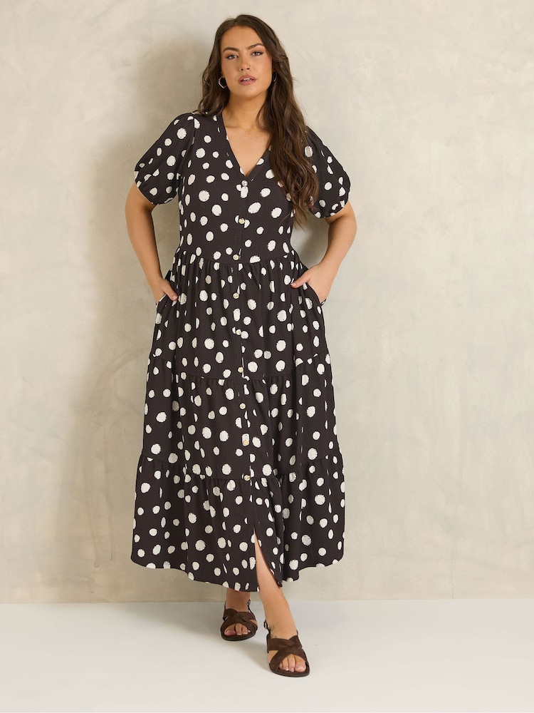 Braun - Evans Kurzarm-Kleid mit Knopfleiste - Bild 1 von 5