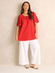 Evans Red Embellished Boho Top - Image 2 of 5