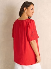 Evans Red Embellished Boho Top - Image 3 of 5
