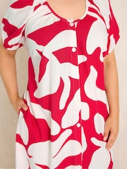 Evans Red Premium Linen Abstract Print Maxi Dress - Image 5 of 5