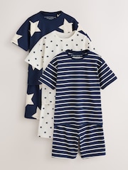 Navy/White Stripe Short Pyjamas 3 Pack (9mths-12yrs) - Image 1 of 7