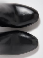 Lipsy Black Faux Leather Knee High Heeled Buckle Trim Boots - Image 6 of 7