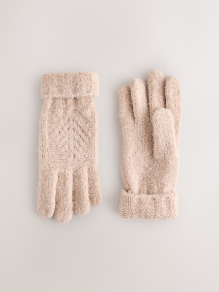 Pink Cable Knitted Gloves - Image 1 of 3 Pink Cable Knitted Gloves - Image 1 of 3