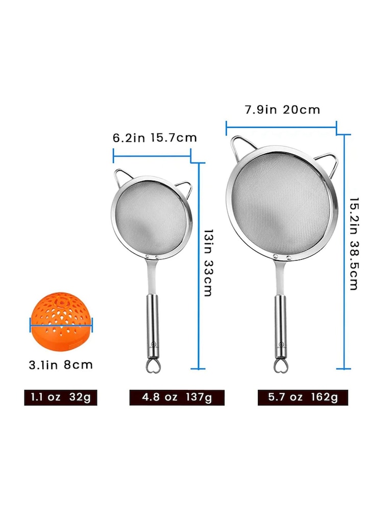 Gourmet Easy 3 Piece Stainless steel Multi-Use Sifter & Sieve Set - Image 3 of 3