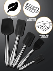 Gourmet Easy Black 5 Piece Kitchen Utensils Set with Spoonula & Brush - Image 2 of 3