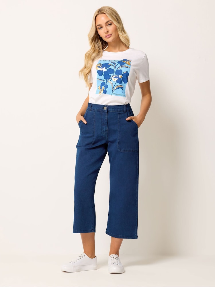 M&Co Blue Stretch Carpenter Cropped Jeans - Image 2 of 5