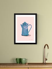 East End Prints Black Coffee Pot Wall Art Print by Dan Hobday - Image 1 of 2