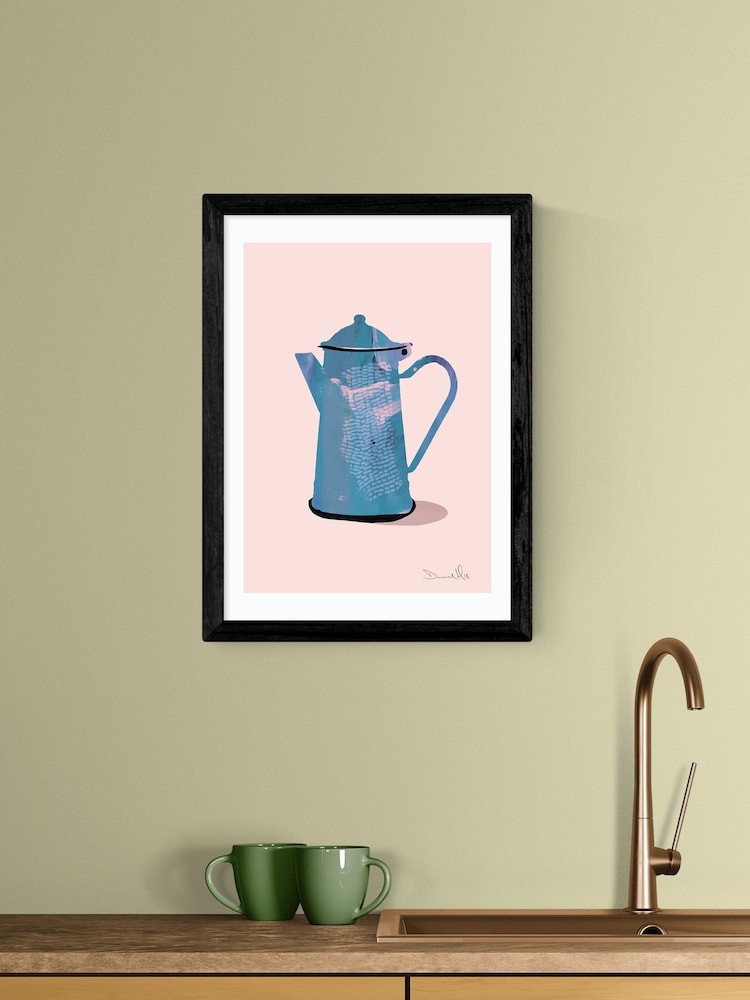 East End Prints Black Coffee Pot Wall Art Print by Dan Hobday - Image 1 of 2