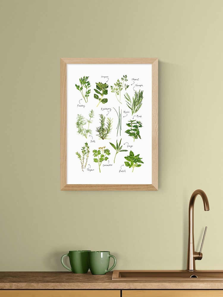 East End Prints Oak All the Herbs Wall Art Print by Natalie Cass - Image 1 of 2