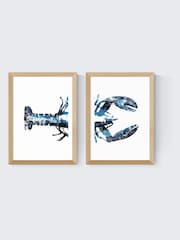 East End Prints Set of 2 Oak Lobster Wall Arts Print by Dan Hobday - Image 2 of 2