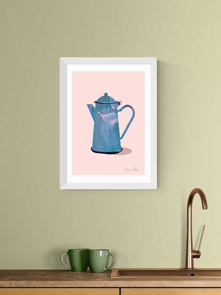 East End Prints White Coffee Pot Wall Art Print by Dan Hobday - Image 1 of 2