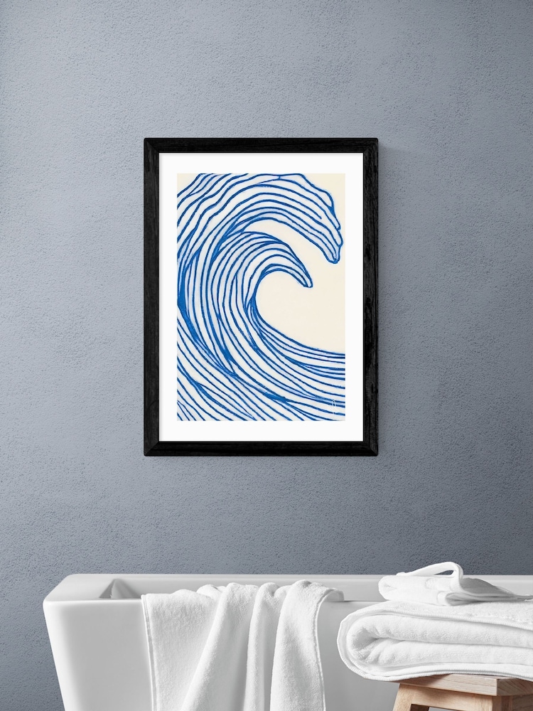 East End Prints Black Wavy Lines Wall Art Print by Merel Takken - Image 1 of 2 East End Prints Black Wavy Lines Wall Art Print by Merel Takken - Image 1 of 2