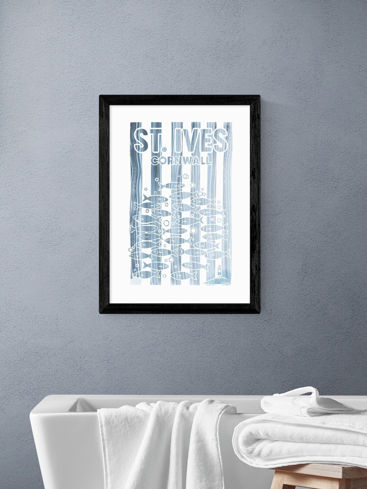 East End Prints Black St Ives Wall Art Print by Cartissi - Image 1 of 2 East End Prints Black St Ives Wall Art Print by Cartissi - Image 1 of 2