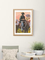 East End Prints Oak Retro Rodeo Cowboy Wall Art Print by El Baker - Image 1 of 2