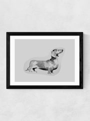 East End Prints Black Sausage Dog Wall Art Print by Cartissi - Image 2 of 2