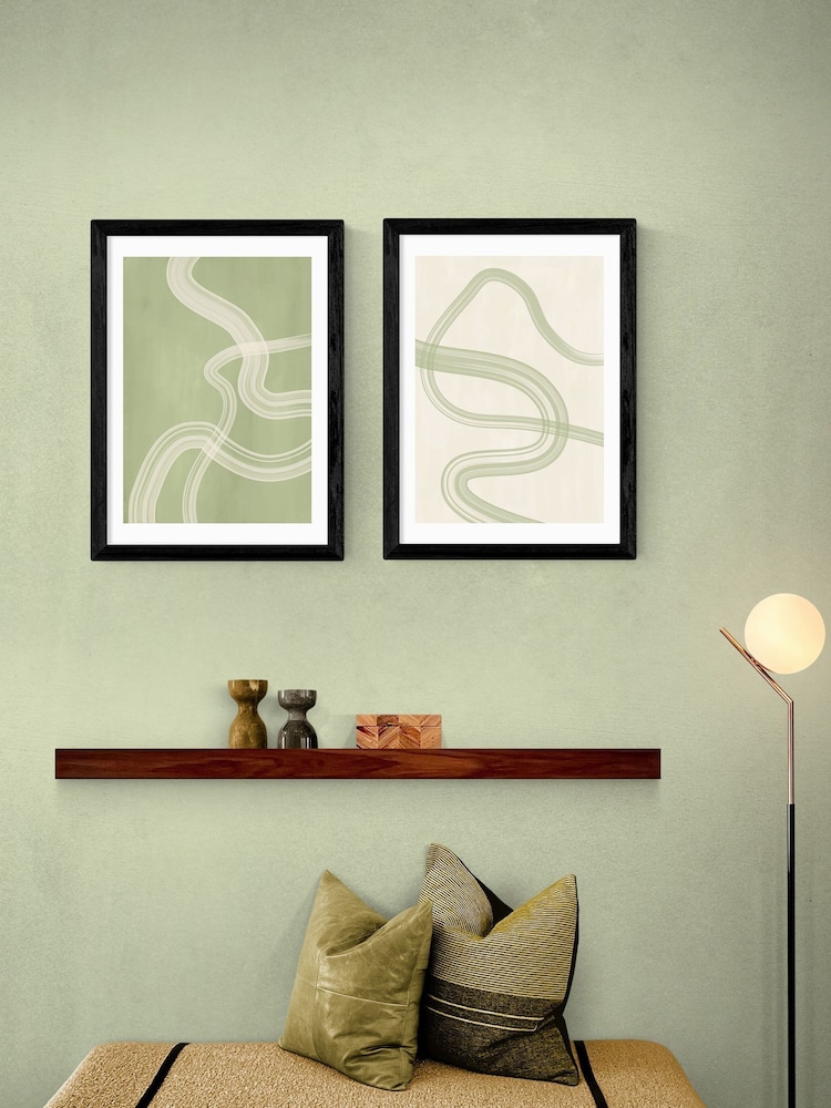 East End Prints Set of 2 Black Flow Wall Arts Print by The Print Republic - Image 1 of 2 East End Prints Set of 2 Black Flow Wall Arts Print by The Print Republic - Image 1 of 2