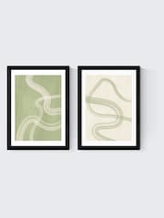 East End Prints Set of 2 Black Flow Wall Arts Print by The Print Republic - Image 2 of 2