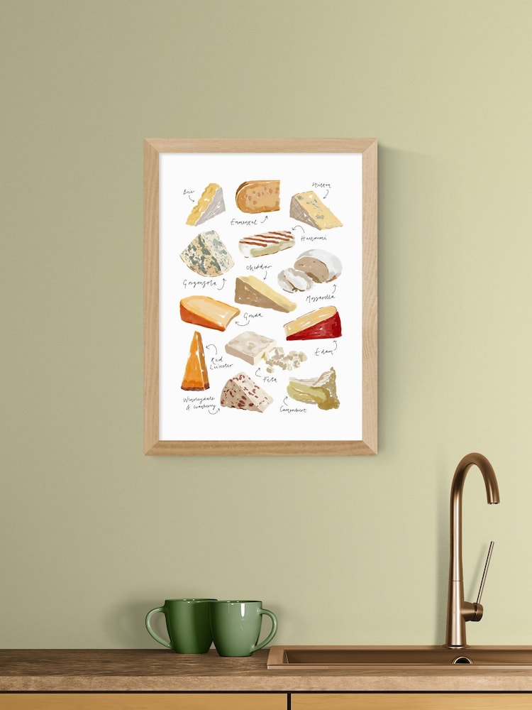 East End Prints Oak Cheese Variety Wall Art Print by Natalie Cass - Image 1 of 2