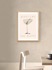 East End Prints Oak Martini Wall Art Print by Nia Beynon - Image 1 of 2