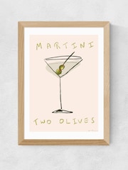 East End Prints Oak Martini Wall Art Print by Nia Beynon - Image 2 of 2