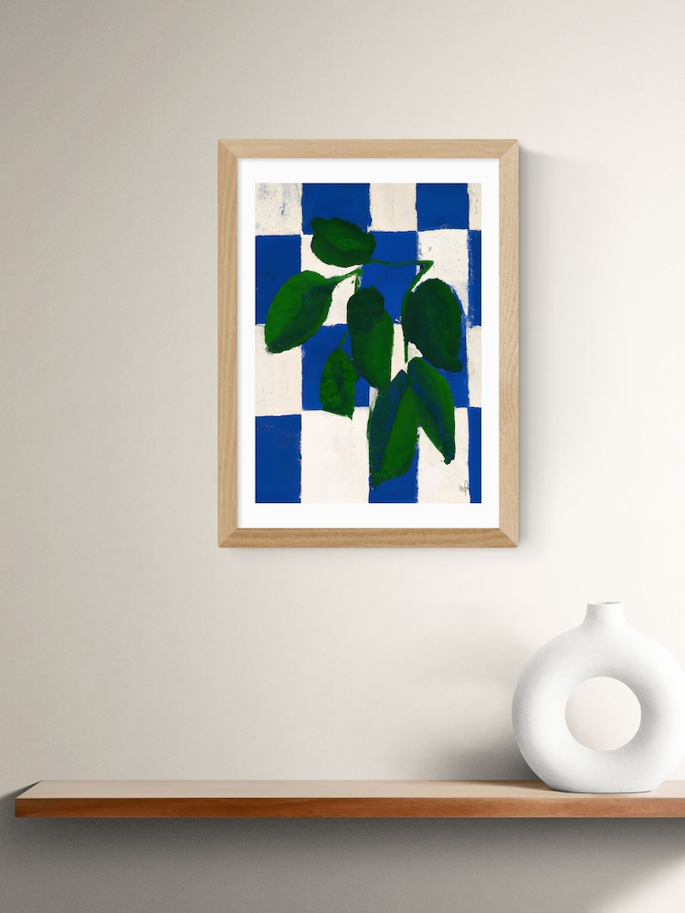 East End Prints Oak Checkered Greenery Wall Art Print by Merel Takken - Image 1 of 2
