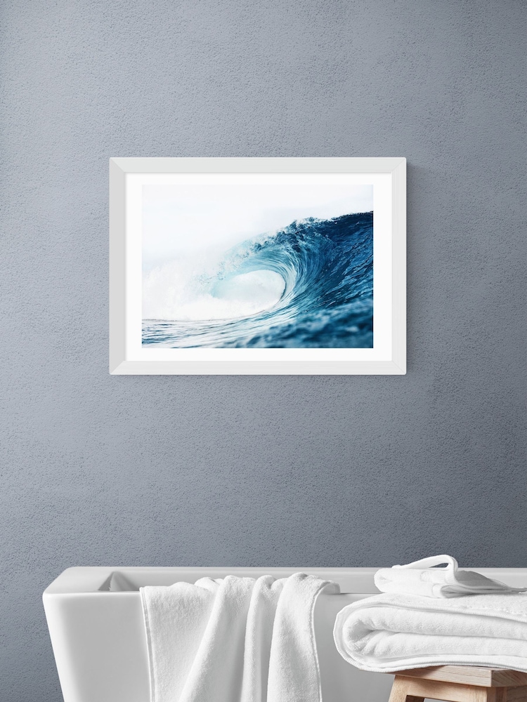 East End Prints White Mega Wave Wall Art Print by Sisi and Seb - Image 1 of 2 East End Prints White Mega Wave Wall Art Print by Sisi and Seb - Image 1 of 2