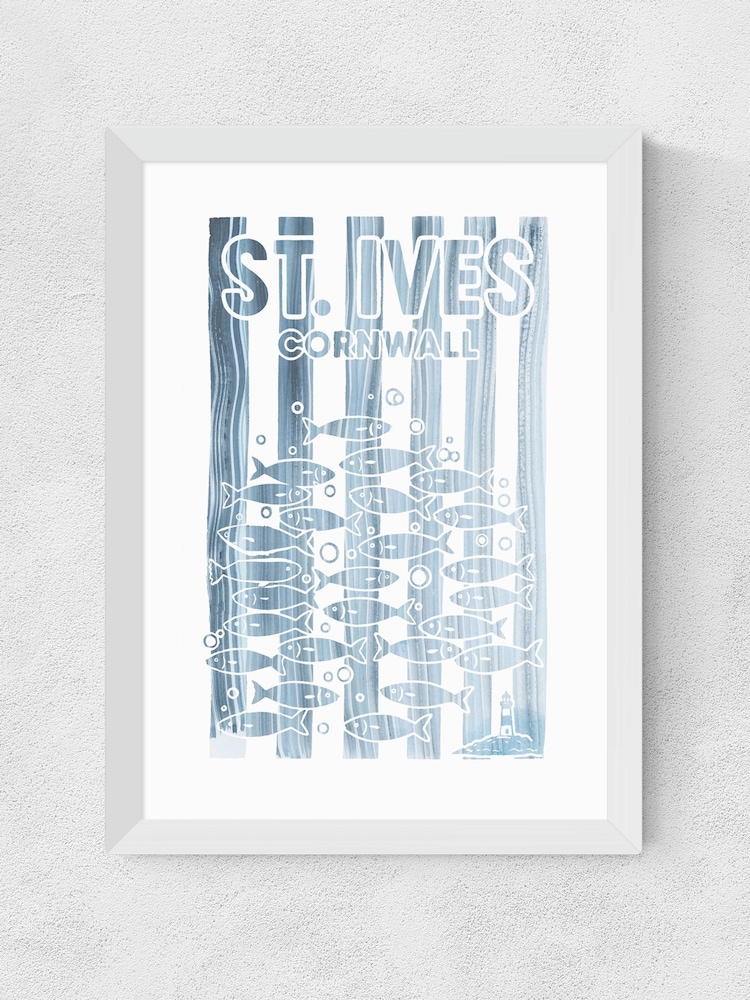 East End Prints White St Ives Wall Art Print by Cartissi - Image 2 of 2 East End Prints White St Ives Wall Art Print by Cartissi - Image 2 of 2
