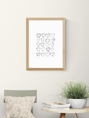 East End Prints Oak Love Hearts Wall Art Print by Honeymoon Hotel - Image 1 of 2