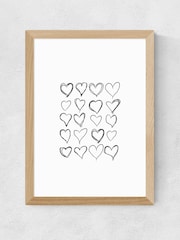 East End Prints Oak Love Hearts Wall Art Print by Honeymoon Hotel - Image 2 of 2