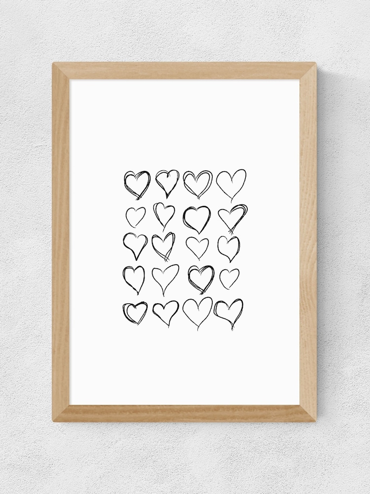 East End Prints Oak Love Hearts Wall Art Print by Honeymoon Hotel - Image 2 of 2 East End Prints Oak Love Hearts Wall Art Print by Honeymoon Hotel - Image 2 of 2