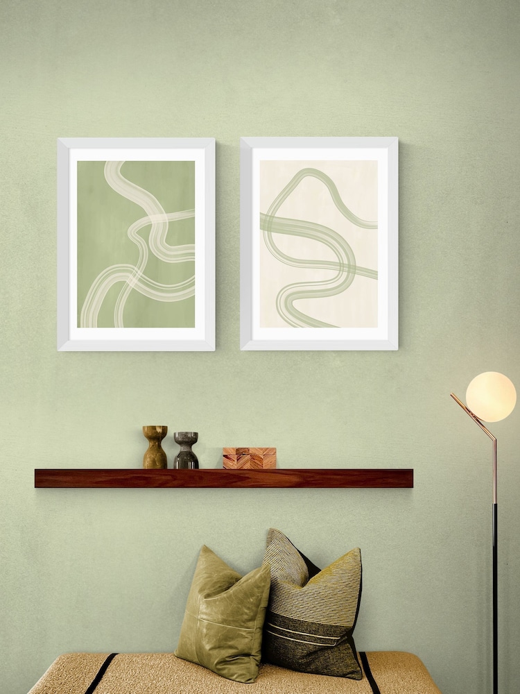 East End Prints Set of 2 White Flow Wall Arts Print by The Print Republic - Image 1 of 2 East End Prints Set of 2 White Flow Wall Arts Print by The Print Republic - Image 1 of 2