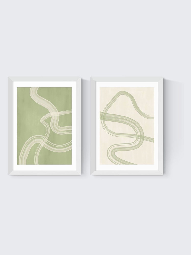 East End Prints Set of 2 White Flow Wall Arts Print by The Print Republic - Image 2 of 2 East End Prints Set of 2 White Flow Wall Arts Print by The Print Republic - Image 2 of 2