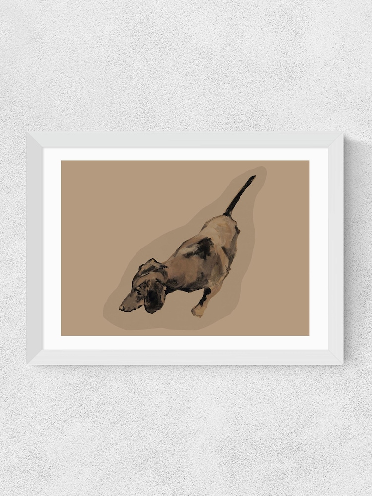 East End Prints White Sausage Dog Brown Wall Art Print by Cartissi - Image 2 of 2 East End Prints White Sausage Dog Brown Wall Art Print by Cartissi - Image 2 of 2