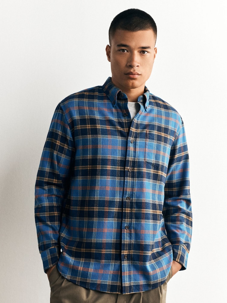 Asul - Suriin ang Long Sleeve Shirt - Larawan 2 ng 9