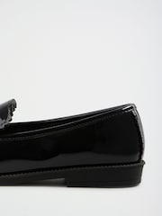 Love & Roses Black Wide Fit Patent Faux Shiny Leather Scallop Slip-On Loafers - Image 5 of 6