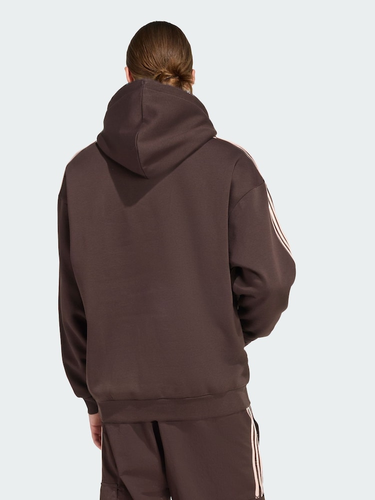adidas Originals Brown Classics 3-Stripes Hoodie - Image 2 of 5