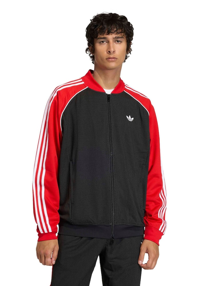adidas Originals Black Sst Loose Mesh Track Top - Image 1 of 6