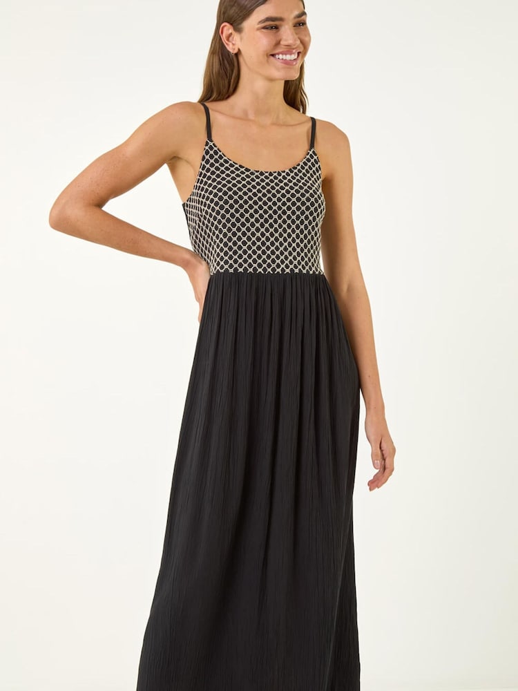 Roman Black Strappy Lace Midi Dress - Image 2 of 5